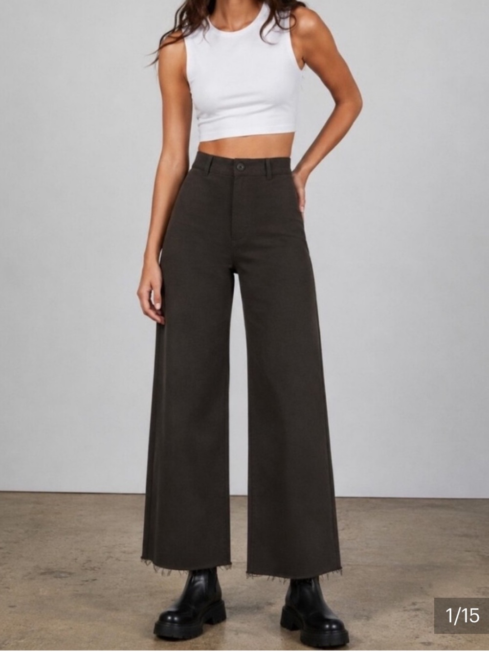 Zara High Waisted Wide Leg Black Jeans 8